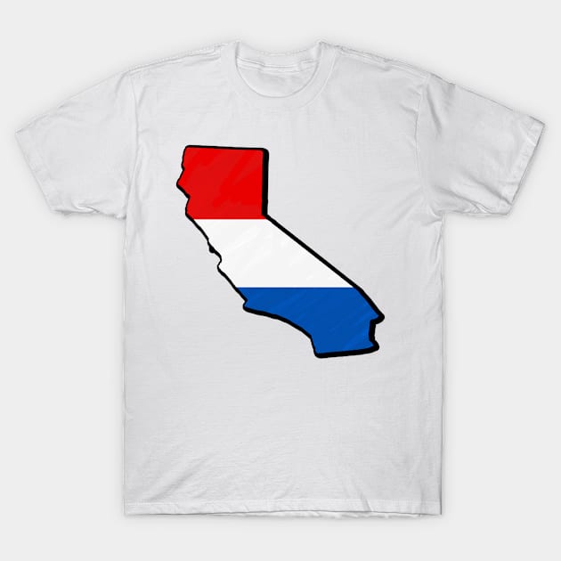 Red, White, and Blue California Outline T-Shirt by Mookle